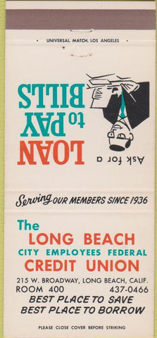 Matchbook Cover - Long Beach City Employees Credit Union CA 30 Strike