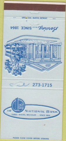 Matchbook Cover - 1st National Bank Three Rivers MI 30 Strike