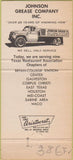 Matchbook Cover - Johnson Grease Co Houston TX Galveston Waco 30 Strike