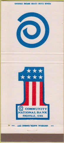 Matchbook Cover - 1 Community National Bank Knoxville IA 30 Strike