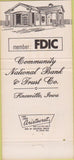 Matchbook Cover - 1 Community National Bank Knoxville IA 30 Strike