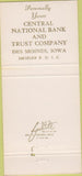 Matchbook Cover - Central National Bank Trust Des Moines IA 30 Strike