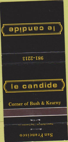 Matchbook Cover - Le Candide San Francisco CA 30 Strike