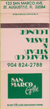Matchbook Cover - San Marco Grille St Augustine FL 30 Strike