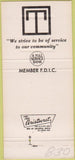 Matchbook Cover - Tipton State Bank IA 30 Strike