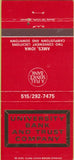 Matchbook Cover - University Bank Trust Co Ames IA 30 Strike