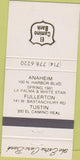 Matchbook Cover - El Camino Bank Tustin Fullerton Anaheim CA all white 30 Strike