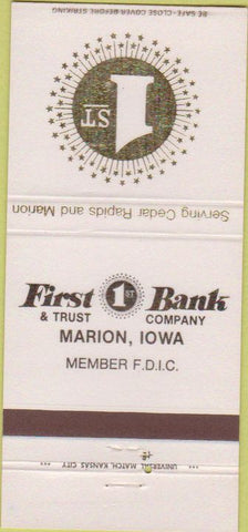 Matchbook Cover - First Bank Marion IA 30 Strike
