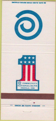 Matchbook Cover - 1 Community National Bank Knoxville IA 30 Strike