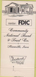 Matchbook Cover - 1 Community National Bank Knoxville IA 30 Strike