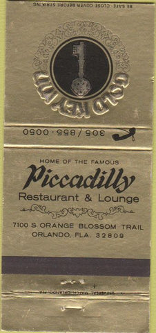Matchbook Cover - Piccadilly Restaurant Orlando FL 30 Strike