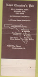 Matchbook Cover - Lord Chumley's Pub Stuart FL 30 Strike
