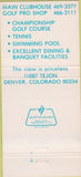 Matchbook Cover - The Ranch golf Denver CO 30 Strike