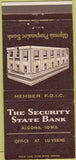 Matchbook Cover - Security State Bank Algona IA 30 Strike