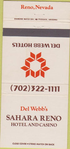 Matchbook Cover - Sahara Reno Hotel Casino NV 30 Strike