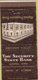 Matchbook Cover - Security State Bank Algona IA 30 Strike