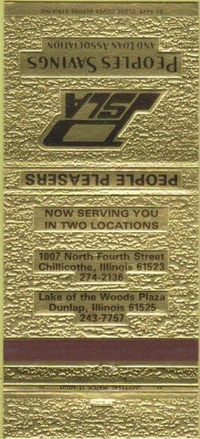 Matchbook Cover - Peoples Stavings Loan Dunpal Chillicothe IL 30 Strike