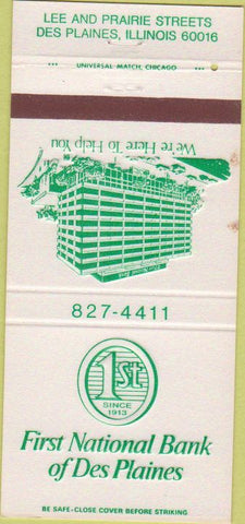 Matchbook Cover - First National Bank Des Plaines IL 30 Strike