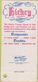 Matchbook Cover - Hickey Funeral Home Brockton Bridgewater MA SAMPLE 30 Strike