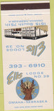 Matchbook Cover - Elks Lodge Omaha NE 30 Strike