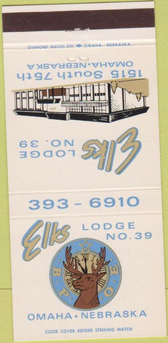 Matchbook Cover - Elks Lodge Omaha NE 30 Strike