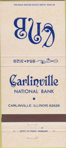 Matchbook Cover - Carlinville National Bank Carlinville IL 30 Strike