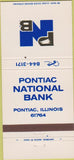 Matchbook Cover - Pontiac National Bank IL 30 Strike