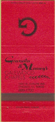 Matchbook Cover - Granata Massey's Funeral Home Chicago IL 30 Strike