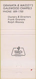 Matchbook Cover - Granata Massey's Funeral Home Chicago IL 30 Strike