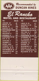 Matchbook Cover - El Rancho Motel St Albans WV 30 Strike