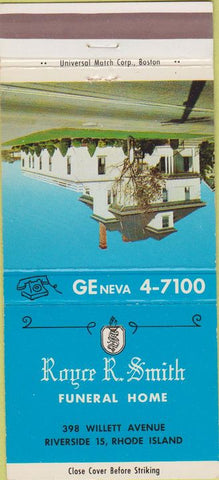 Matchbook Cover - Royce Smith Funeral Home Riverside RI 30 Strike