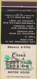 Matchbook Cover - Cree's Motor Home Detroit MI 30 Strike