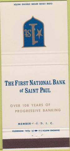 Matchbook Cover - 1st National Bank St Paul MN 30 Strike