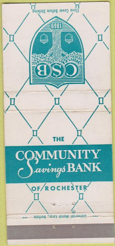 Matchbook Cover - Community Savings Bank Rochester NY 30 Strike