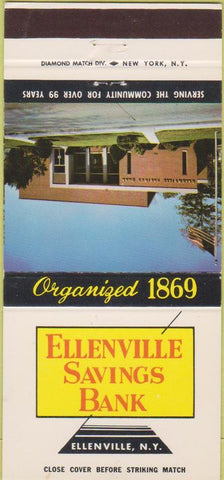 Matchbook Cover - Ellenville Savings Bank NY 30 Strike