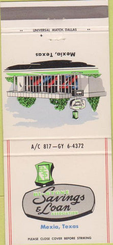 Matchbook Cover - Bi-Stone Svings Loan Mexia TX 30 Strike