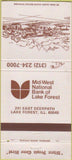 Matchbook Cover - Mid West National Bank Lake Forest IL 30 Strike