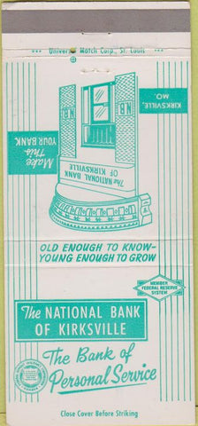 Matchbook Cover - National Bank of Kirksville MO 30 Strike
