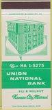 Matchbook Cover - Union National Bank Kansas City MO 30 Strike