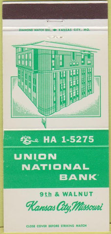 Matchbook Cover - Union National Bank Kansas City MO 30 Strike