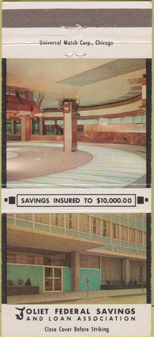 Matchbook Cover - Joliet Federal Savings Loan IL 30 Strike