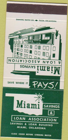 Matchbook Cover - Miami Savings Loan Miami OK 30 Strike