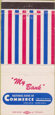 Matchbook Cover - National Bank of Commerce Lincoln NE 30 Strike