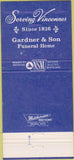Matchbook Cover - Gardner  and  Son Funeral Home Vincennes IN 30 Strike