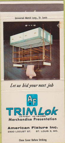 Matchbook Cover - Trimlock Merchandise Displays Fixtures ST Louis MO 30 Strike