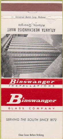 Matchbook Cover - Ginswanger Glass Atlanta GA Merchandise Mart 30 Strike