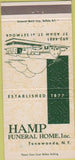 Matchbook Cover - Hamp Funeral Home Tonawanda NY 30 Strike