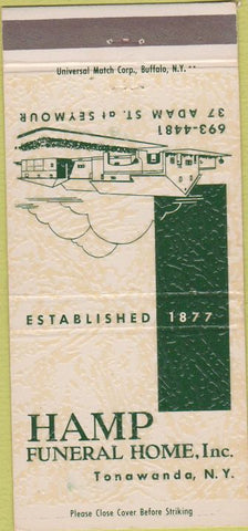 Matchbook Cover - Hamp Funeral Home Tonawanda NY 30 Strike