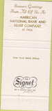 Matchbook Cover - American National Bank St Paul MN 30 Strike