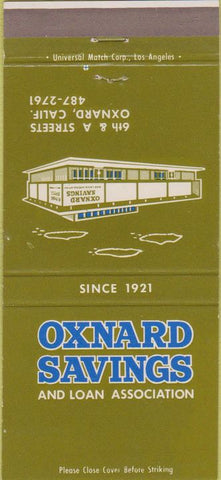 Matchbook Cover - Oxnard Savings Loan CA 30 Strike